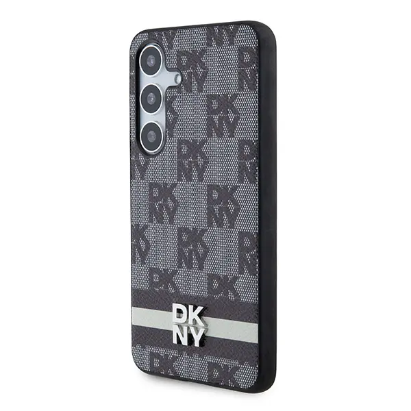 Etui DKNY Leather Checkered Mono Pattern & Printed Stripes do Samsung Galaxy S24 Ultra Czarny