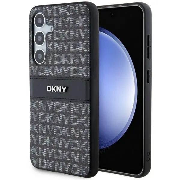 Etui DKNY Leather Mono Stripe & Metal Logo do Samsung S24 Czarny