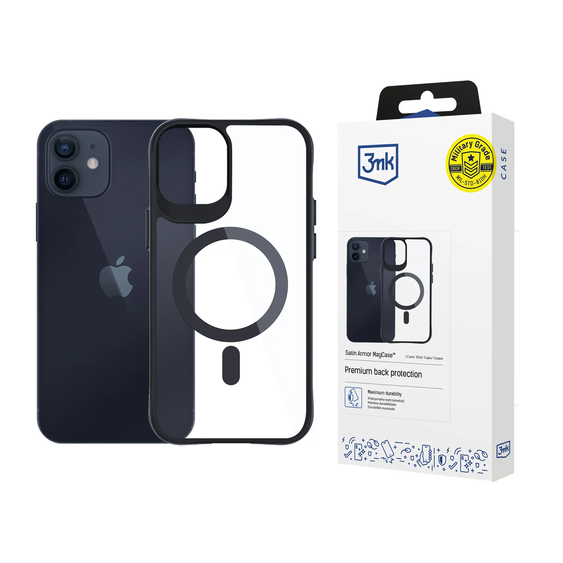 Etui 3mk Satin Armor MagCase do iPhone 12/12 Pro Czarny