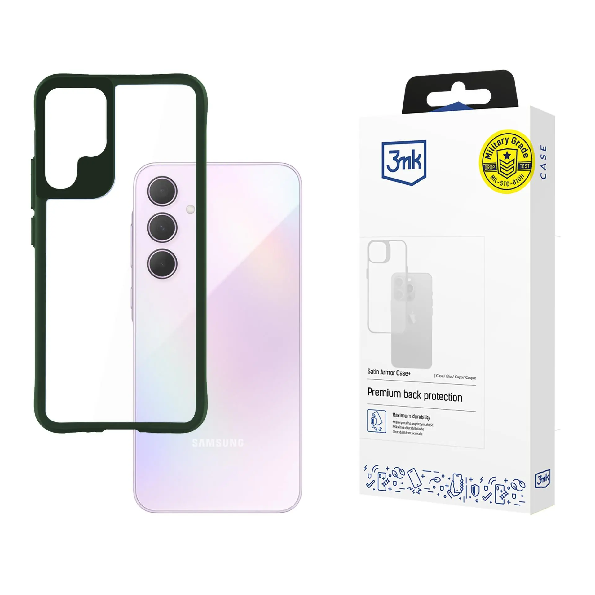 Etui 3mk Satin Armor Case+ do Samsung Galaxy A35 5G Przezroczysty-zielony