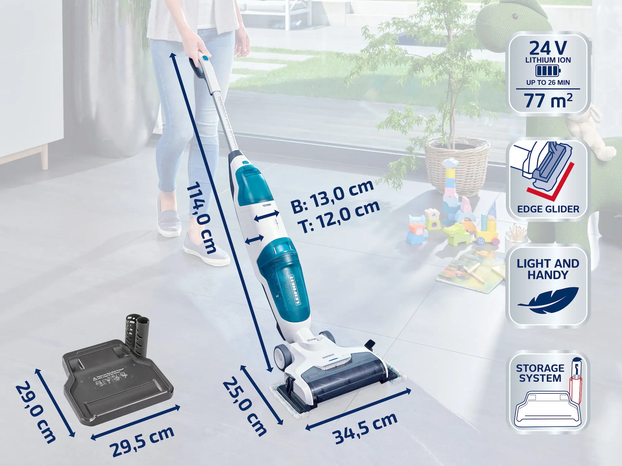 Odkurzacz Leifheit Regulus Aqua PowerVac Pro 26min Funkcja mycia
