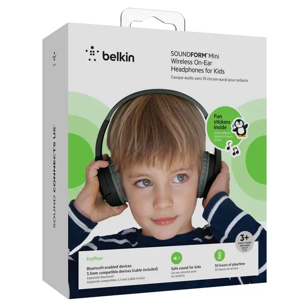 Słuchawki bezprzewodowe Belkin SoundForm Mini dla dzieci Nauszne Bluetooth 5.3 Czarny