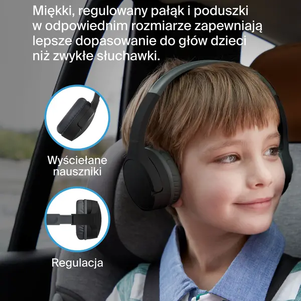 Słuchawki bezprzewodowe Belkin SoundForm Mini dla dzieci Nauszne Bluetooth 5.3 Czarny