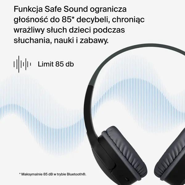 Słuchawki bezprzewodowe Belkin SoundForm Mini dla dzieci Nauszne Bluetooth 5.3 Czarny