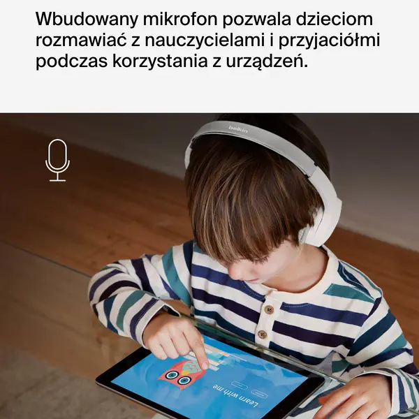 Słuchawki bezprzewodowe Belkin SoundForm Mini dla dzieci Nauszne Bluetooth 5.3 Biały