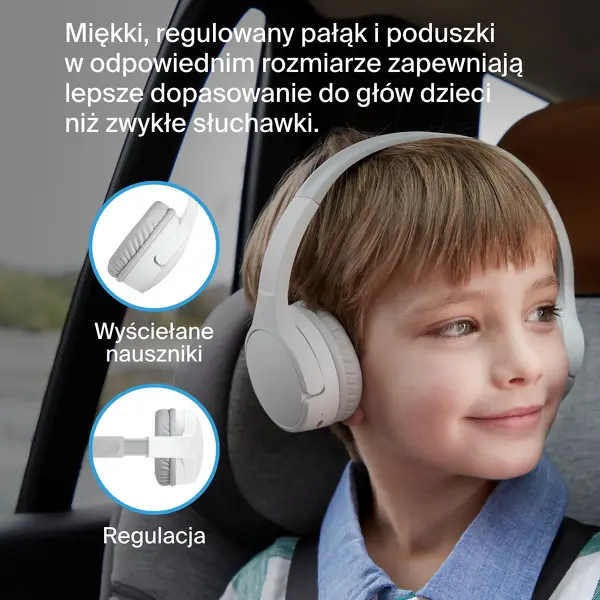 Słuchawki bezprzewodowe Belkin SoundForm Mini dla dzieci Nauszne Bluetooth 5.3 Biały
