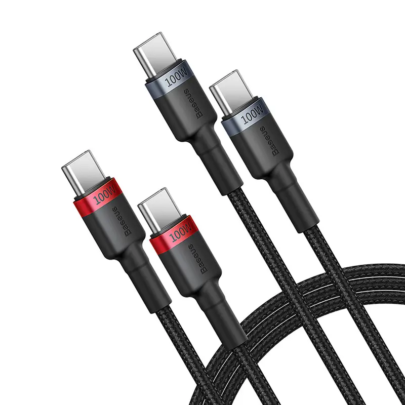 Kabel Baseus Cafule USB-C do USB-C 100W 1m 2szt Czerwono-czarny Szaro-czarny