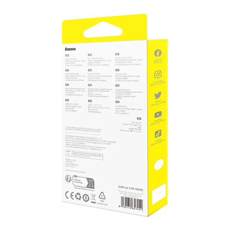 Kabel Baseus Cafule USB-C do USB-C 100W 1m 2szt Czerwono-czarny Szaro-czarny