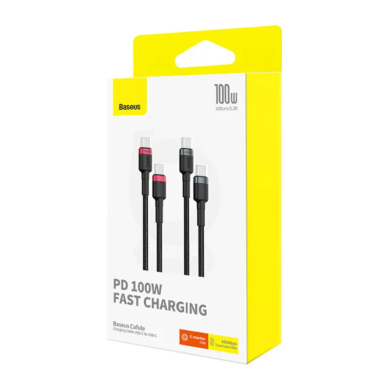 Kabel Baseus Cafule USB-C do USB-C 100W 1m 2szt Czerwono-czarny Szaro-czarny
