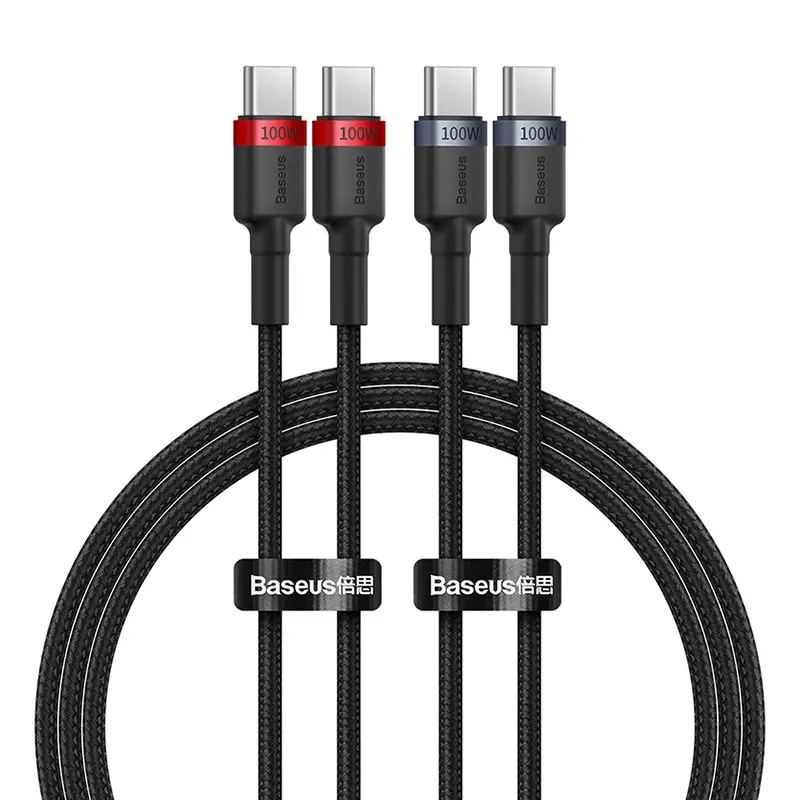 Kabel Baseus Cafule USB-C do USB-C 100W 1m 2szt Czerwono-czarny Szaro-czarny