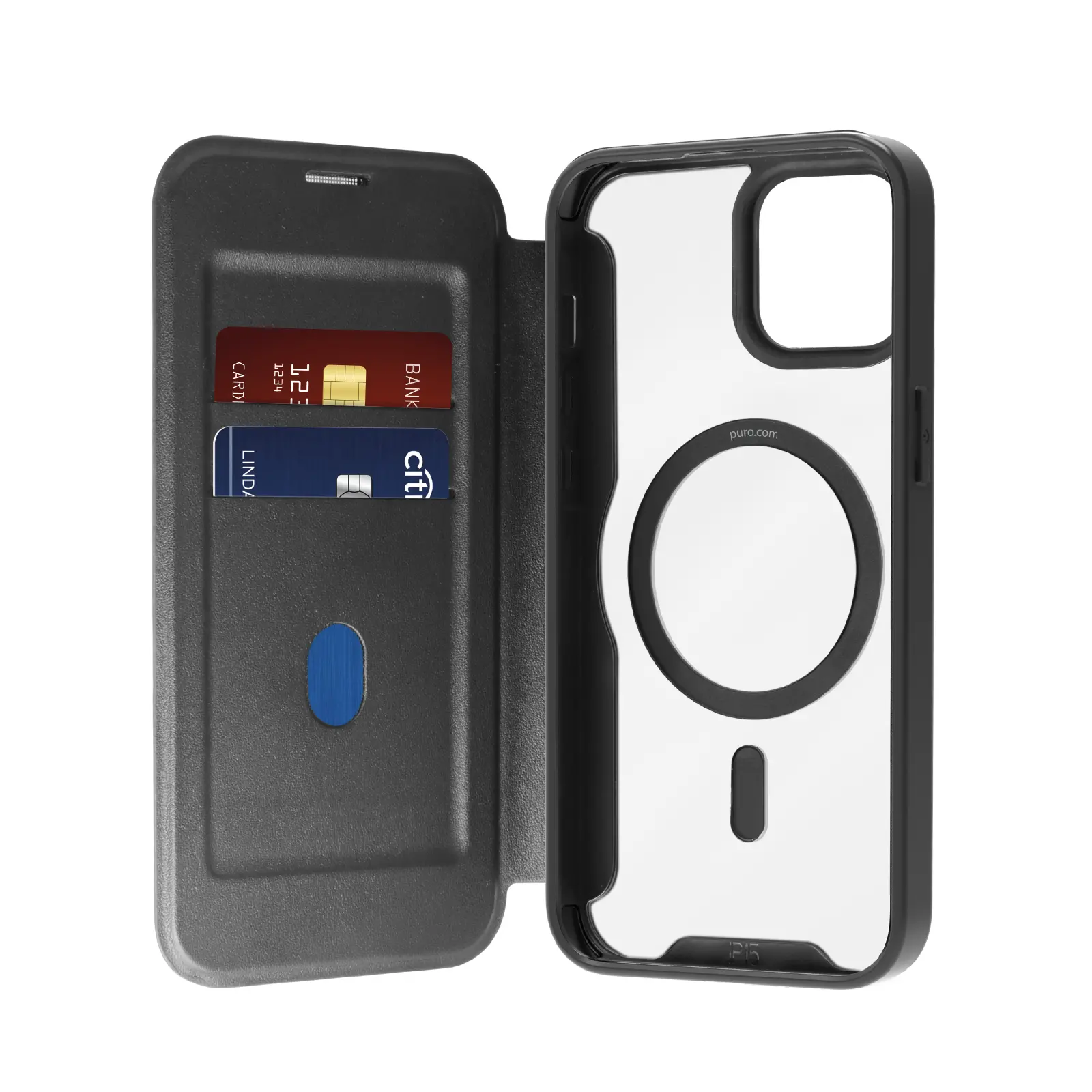 Etui Puro Book Mag Case do iPhone 16 Plus Czarny