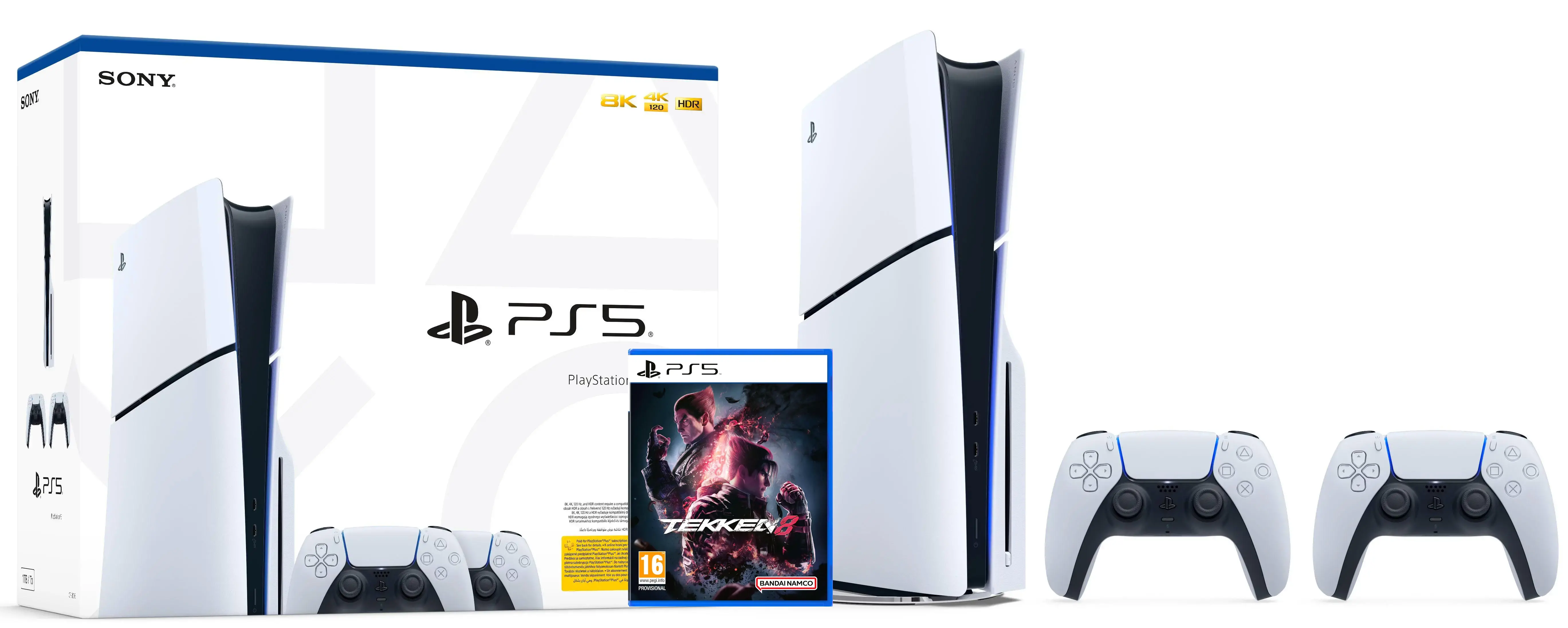 Konsola Sony PlayStation 5 Slim D Chassis (PS5) 1TB z napędem + Dodatkowy Pad Biały + Tekken 8