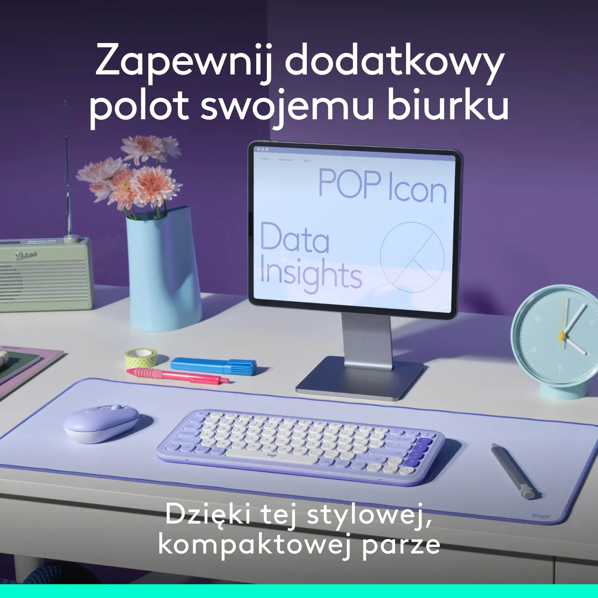Zestaw Logitech POP Icon Combo Fioletowy