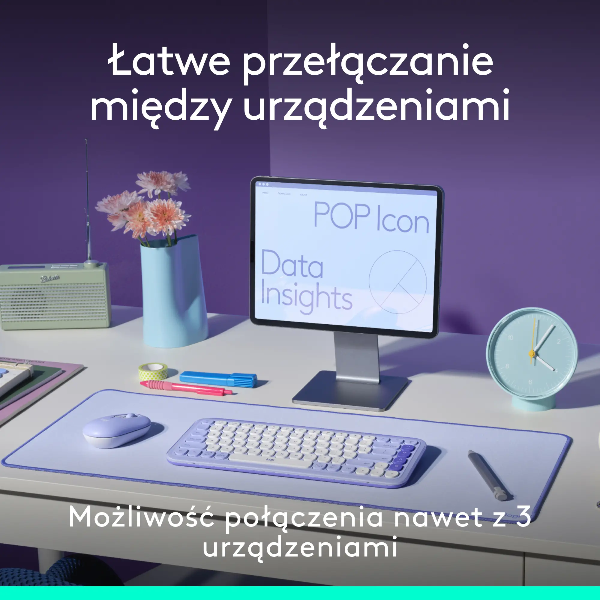 Zestaw Logitech POP Icon Combo Fioletowy