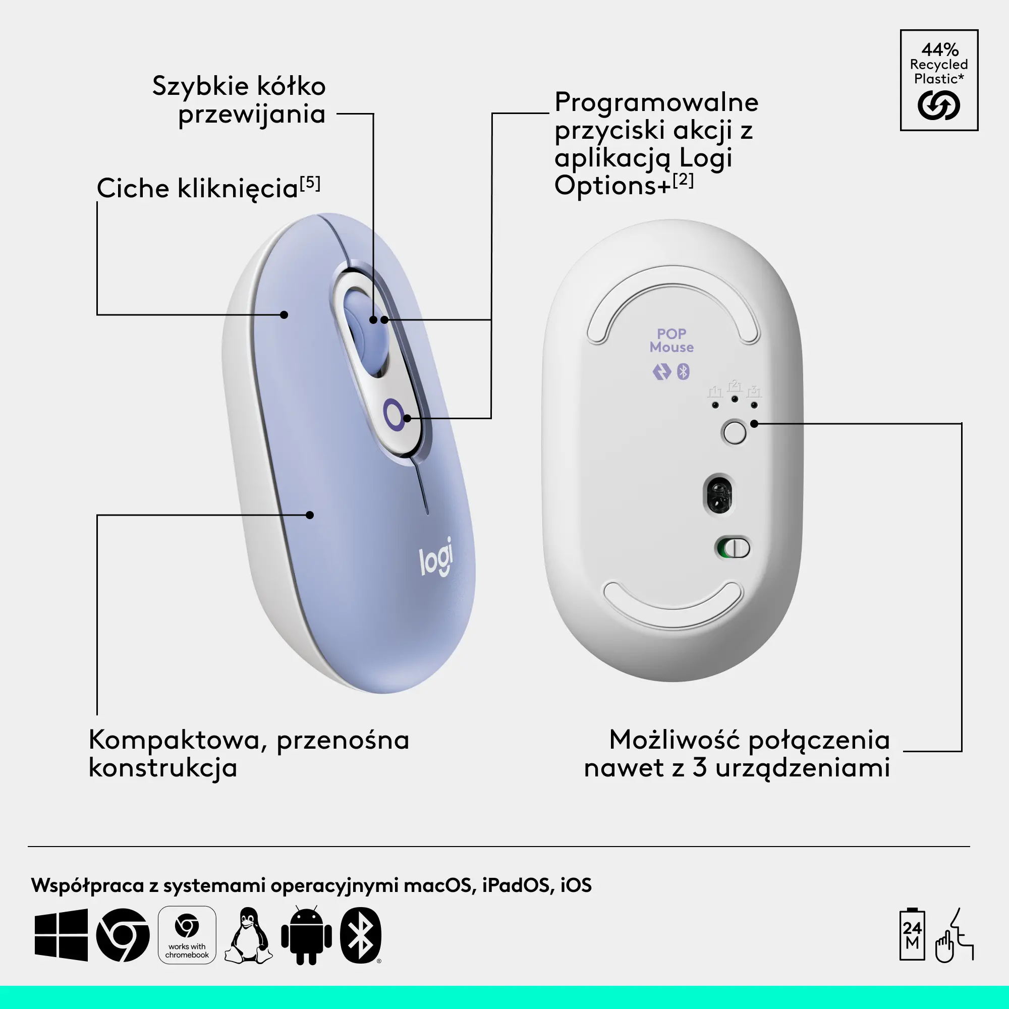Zestaw Logitech POP Icon Combo Fioletowy