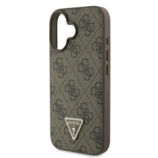 Etui Guess hardcase Leather 4G Triangle Strass iPhone 16 Brązowy