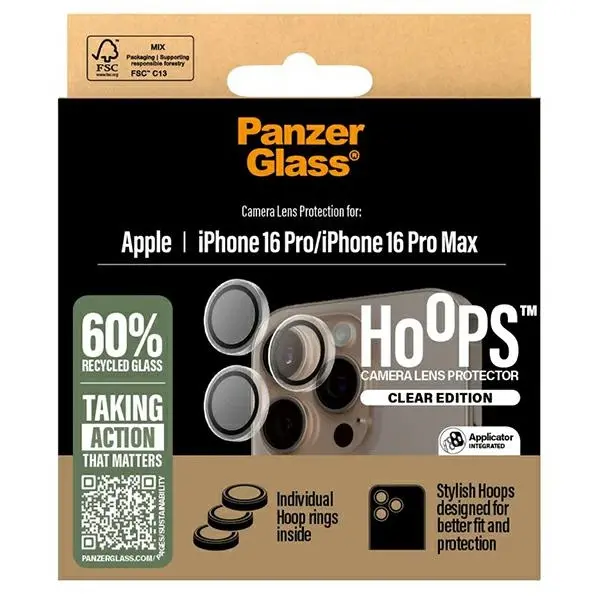 Szkło hartowane PanzerGlass Transparent Lens Protector do iPhone 16 Pro