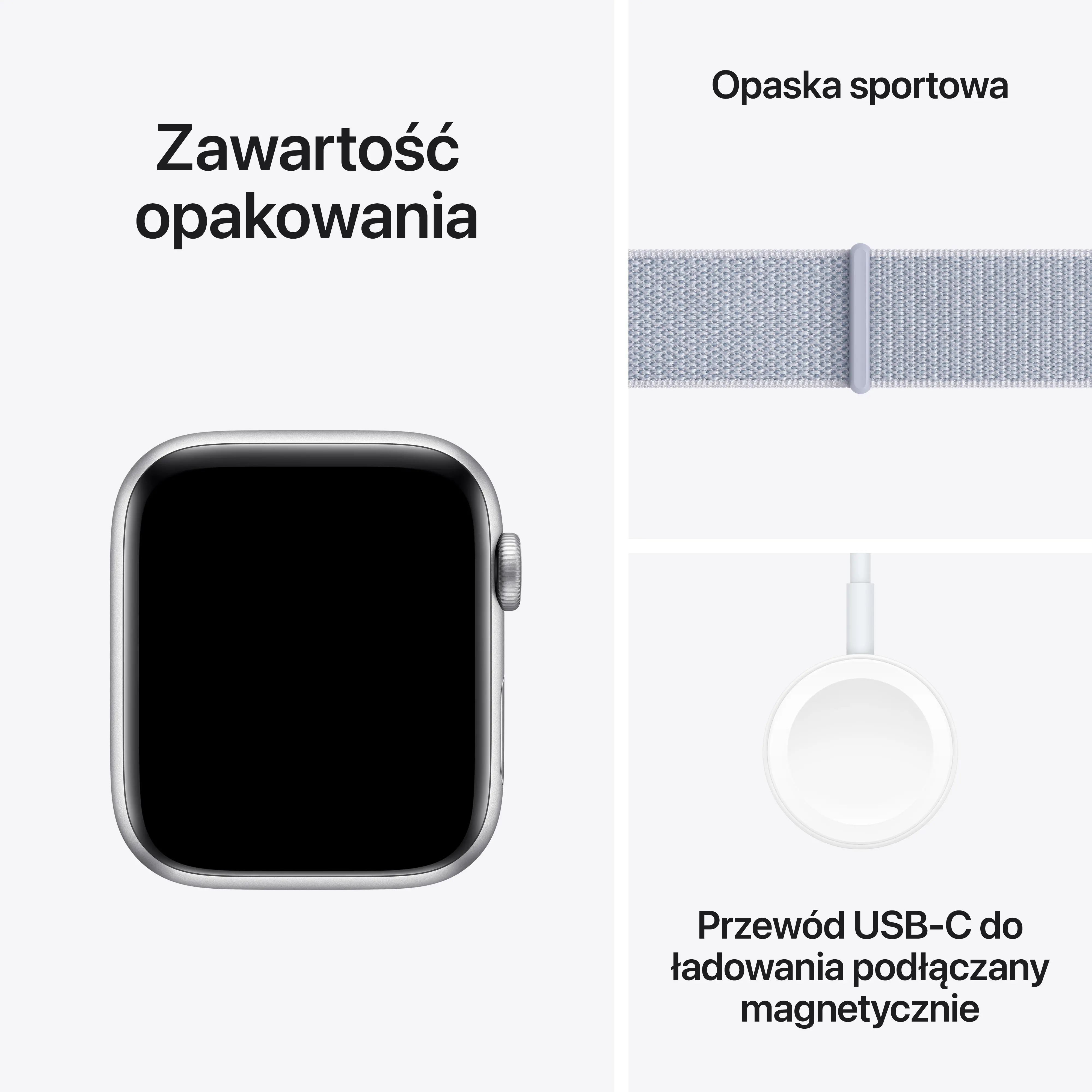 Apple Watch SE 2gen GPS koperta 44mm z aluminium Srebrny opaska sportowa Błękitny obłok