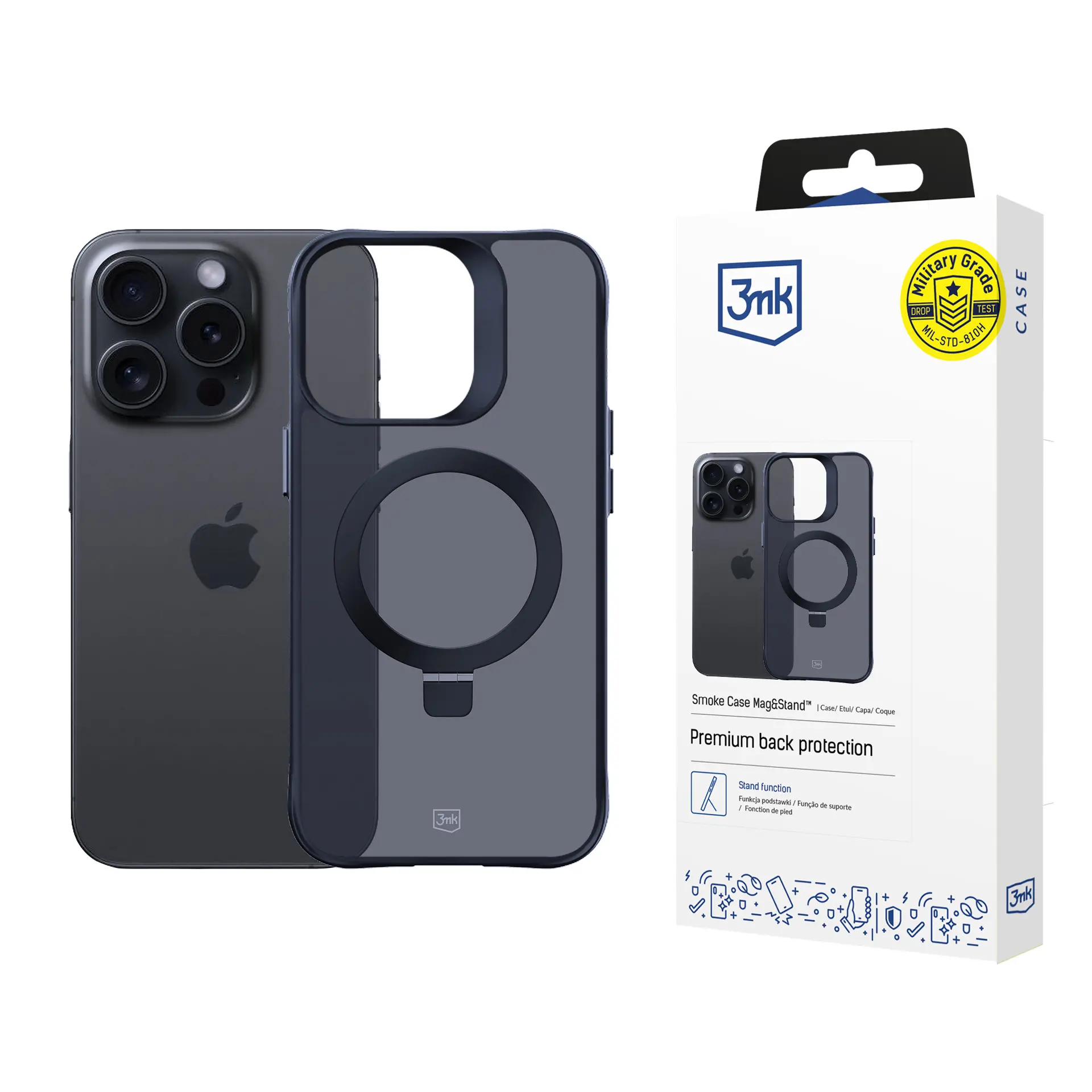 Etui 3mk Smoke Case Mag&Stand do iPhone 16 Pro Max Czarny