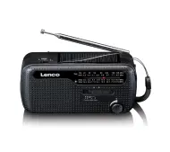 Lenco MCR-113BK Radio FM Ładowanie solarne, Ręczna korbą, Latarka i Powerbank Czarny