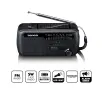 Radioodbiornik Lenco MCR-113BK Radio FM Ładowanie solarne, Ręczna korbą, Latarka i Powerbank Czarny