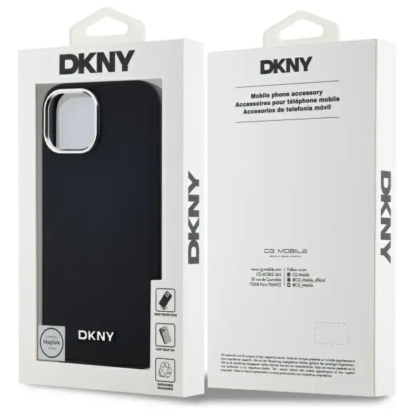 Etui DKNY Plain Logo MagSafe do iPhone 15 Czarny