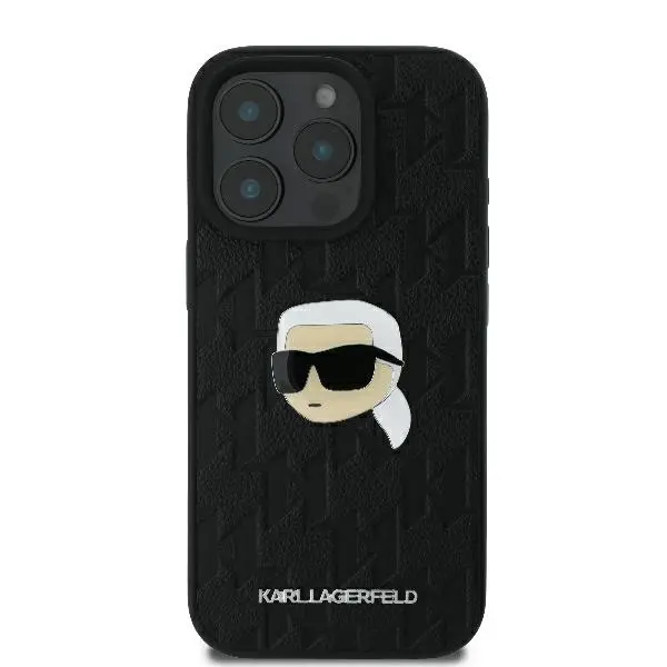 Etui Karl Lagerfeld Monogram Karl Head Pin do iPhone 16 Pro Max Czarny