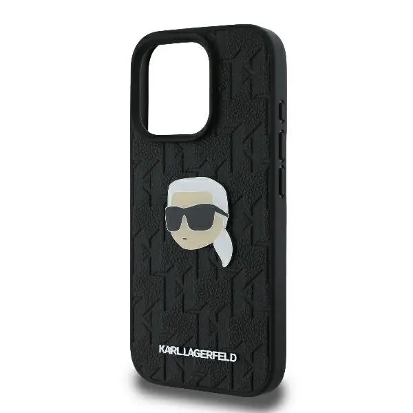 Etui Karl Lagerfeld Monogram Karl Head Pin do iPhone 16 Pro Max Czarny