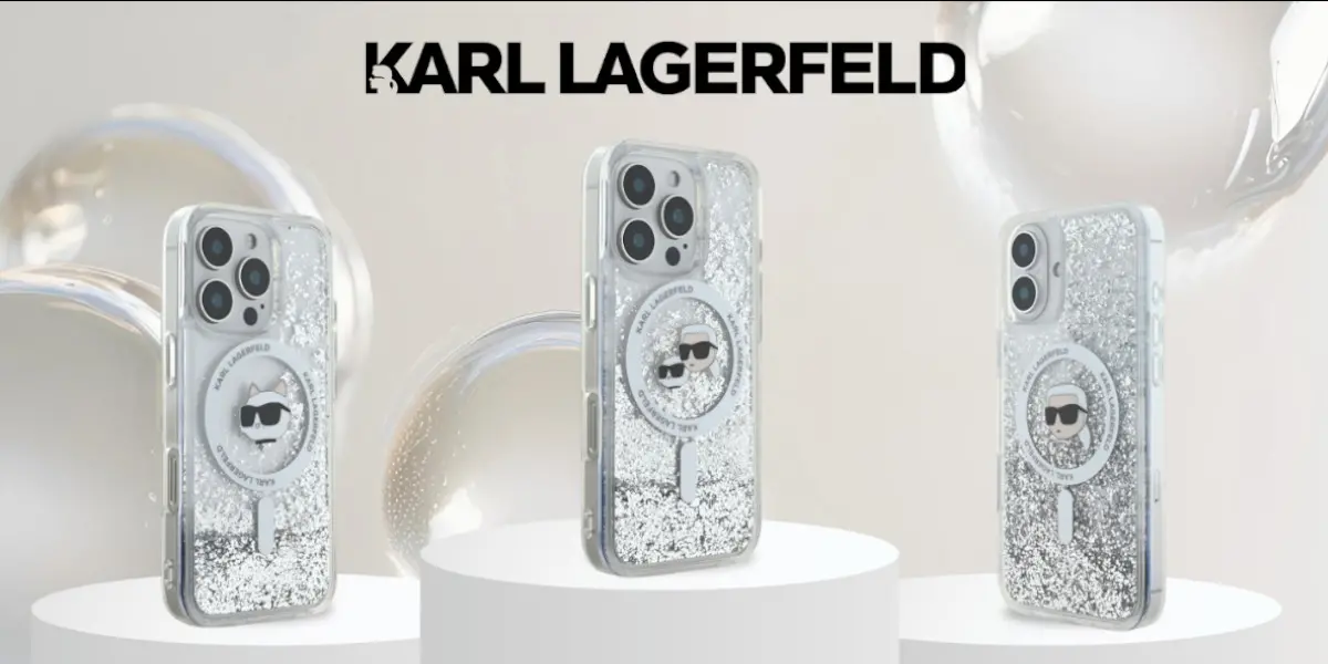 Etui Karl Lagerfeld Liquid Glitter Karl Head MagSafe do iPhone 16 Pro Max Przezroczysty