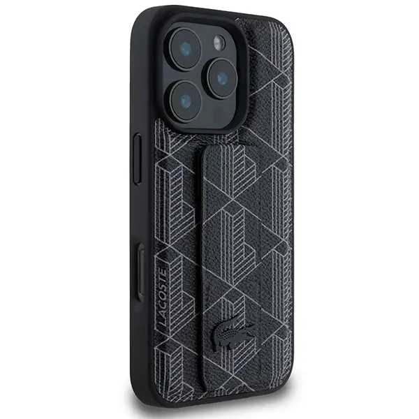 Etui Lacoste Grip Stand Mono do iPhone 16 Pro Czarny