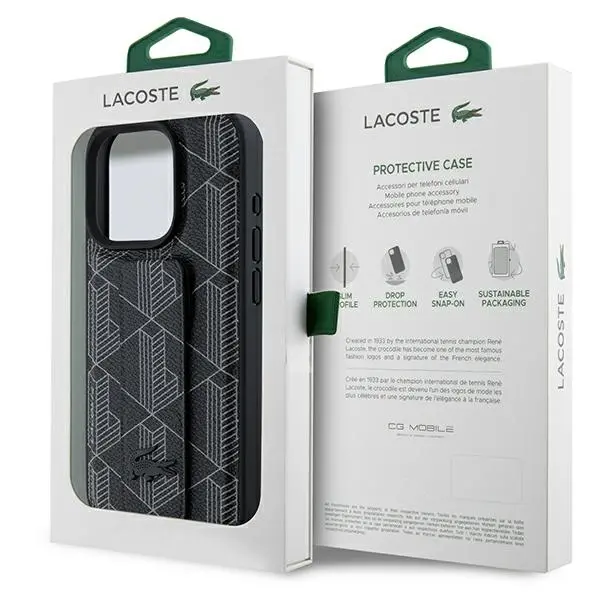 Etui Lacoste Grip Stand Mono do iPhone 16 Pro Czarny