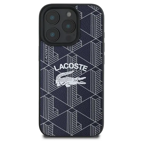 Etui Lacoste Monogram Vintage Logo MagSafe do iPhone 16 Pro Max Granatowy