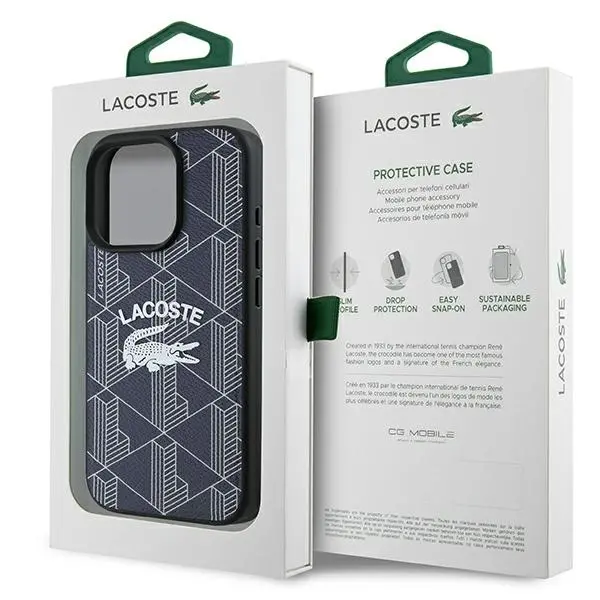 Etui Lacoste Monogram Vintage Logo MagSafe do iPhone 16 Pro Max Granatowy