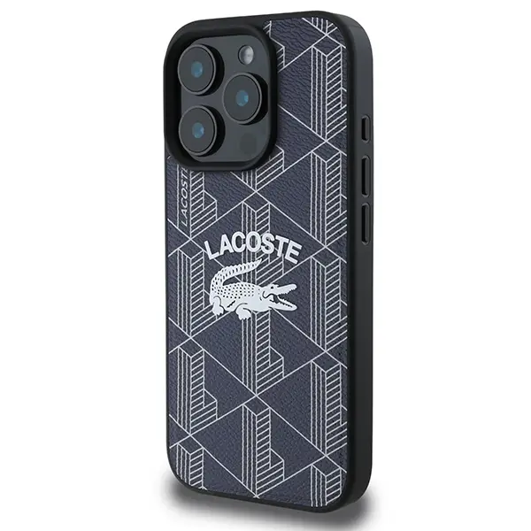 Etui Lacoste Monogram Vintage Logo MagSafe do iPhone 16 Pro Max Granatowy
