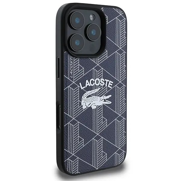 Etui Lacoste Monogram Vintage Logo MagSafe do iPhone 16 Pro Max Granatowy