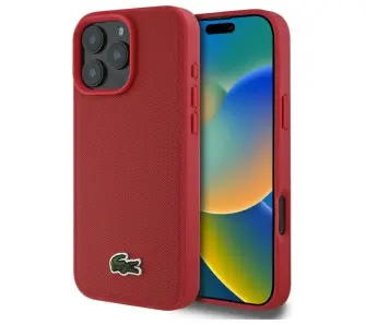 Etui Lacoste Iconic Petit Pique MagSafe do iPhone 16 Pro Max Czerwony