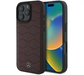 Etui Mercedes-Benz MB Waves Leather do iPhone 16 Pro Max Czerwony