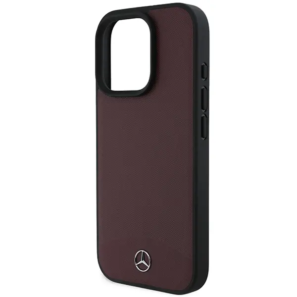 Etui Mercedes-Benz Textured And Plain Leather MagSafe do iPhone 16 Pro Max Czerwony