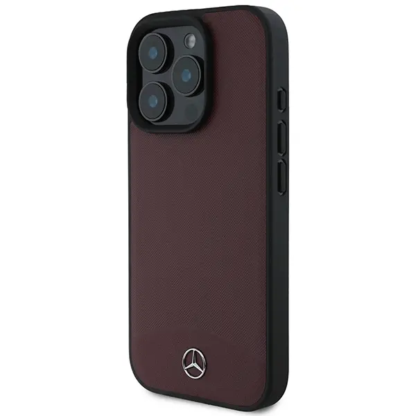 Etui Mercedes-Benz Textured And Plain Leather MagSafe do iPhone 16 Pro Max Czerwony