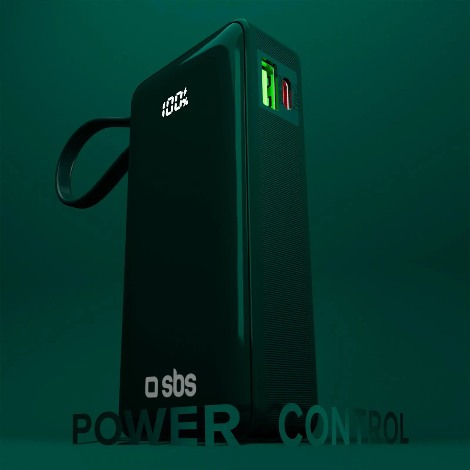 Powerbank SBS TTBB10000LCDTCPD20G 10000mAh PD 20W Wbudowany kabel USB-C Zielony