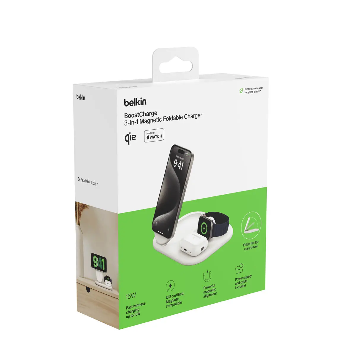 Ładowarka indukcyjna Belkin BoostCharge 3w1 Qi2 15W Biały