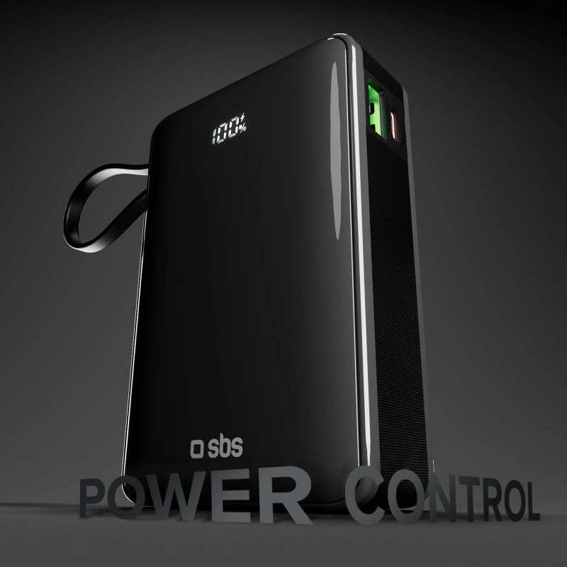 Powerbank SBS TTBB20000LCDTCPD20K 20000mAh PD 20W Wbudowany kabel USB-C Czarny