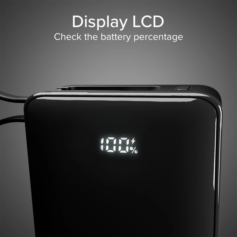 Powerbank SBS TTBB20000LCDTCPD20K 20000mAh PD 20W Wbudowany kabel USB-C Czarny