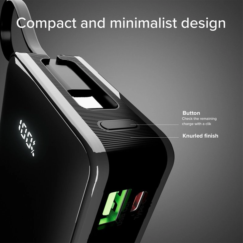 Powerbank SBS TTBB20000LCDTCPD20K 20000mAh PD 20W Wbudowany kabel USB-C Czarny