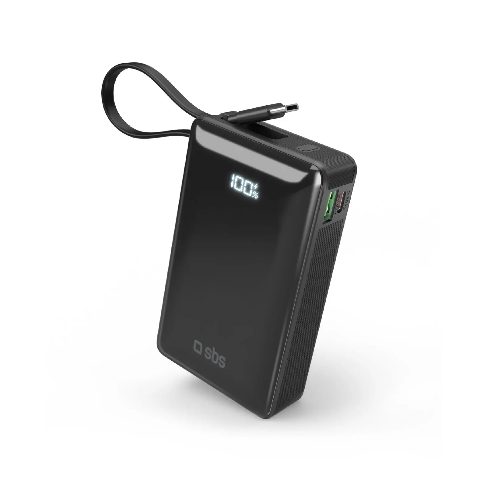Powerbank SBS TTBB20000LCDTCPD20K 20000mAh PD 20W Wbudowany kabel USB-C Czarny