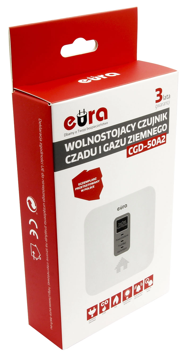 Czujnik gazu / czadu Eura-Tech CGD-50A2 2w1