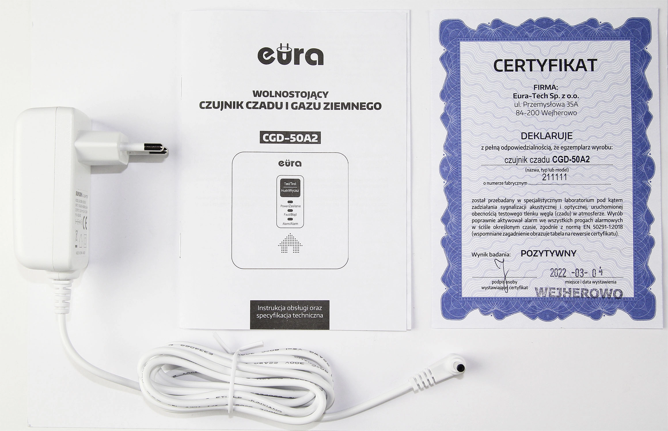 Czujnik gazu / czadu Eura-Tech CGD-50A2 2w1
