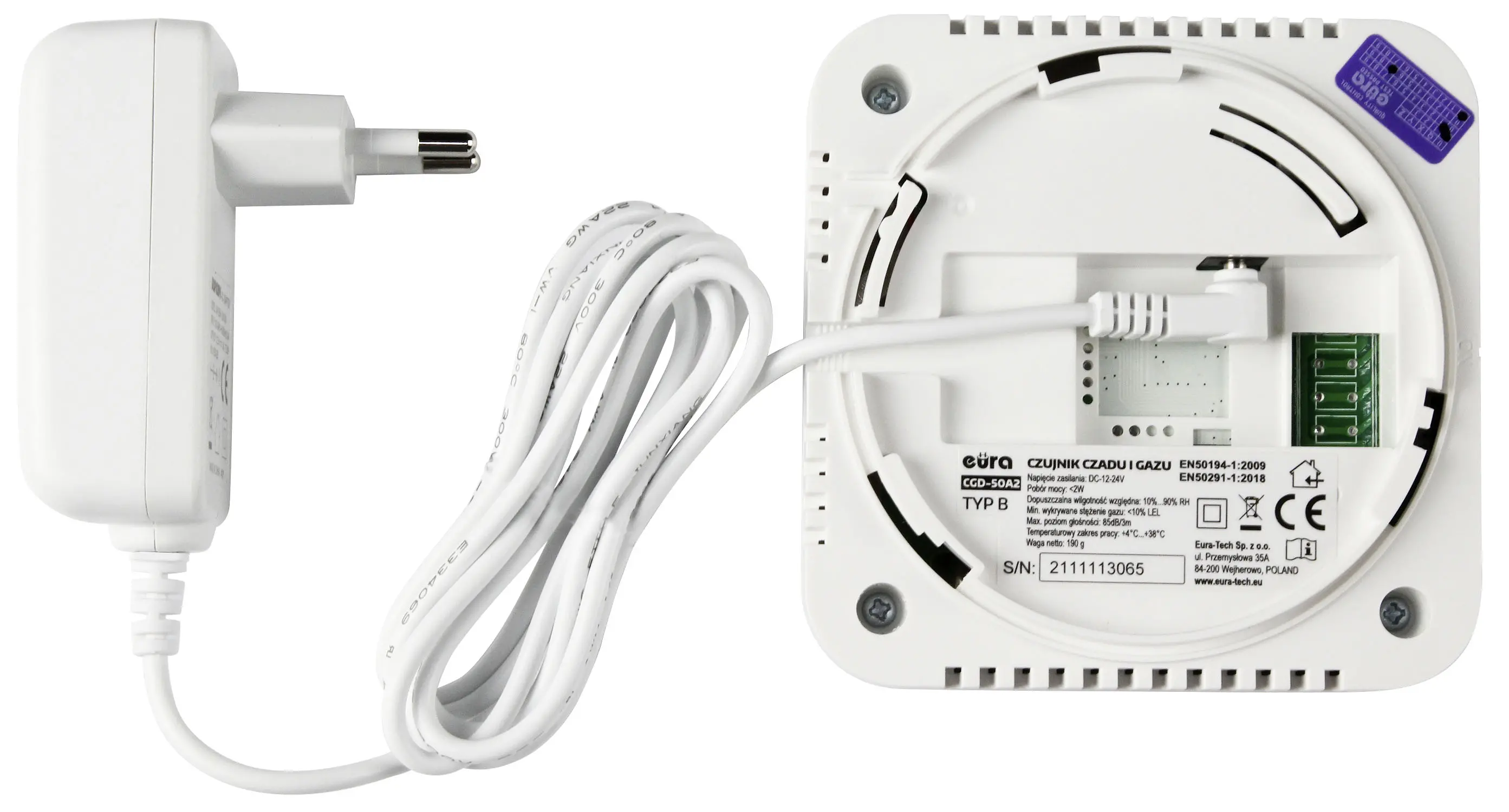 Czujnik gazu / czadu Eura-Tech CGD-50A2 2w1