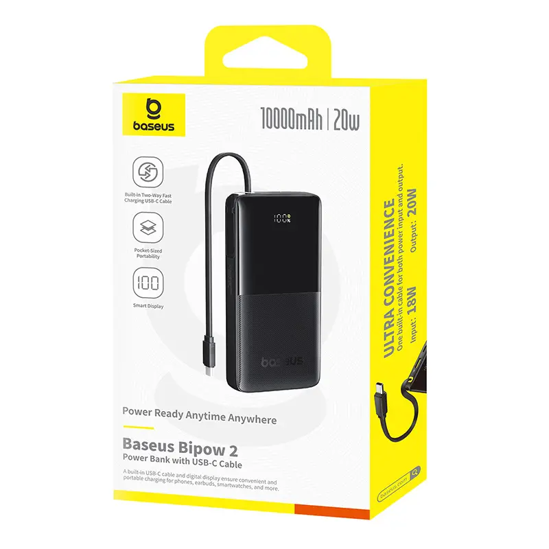 Powerbank Baseus Bipow 2 Digital Display 10000mAh 20W Czarny