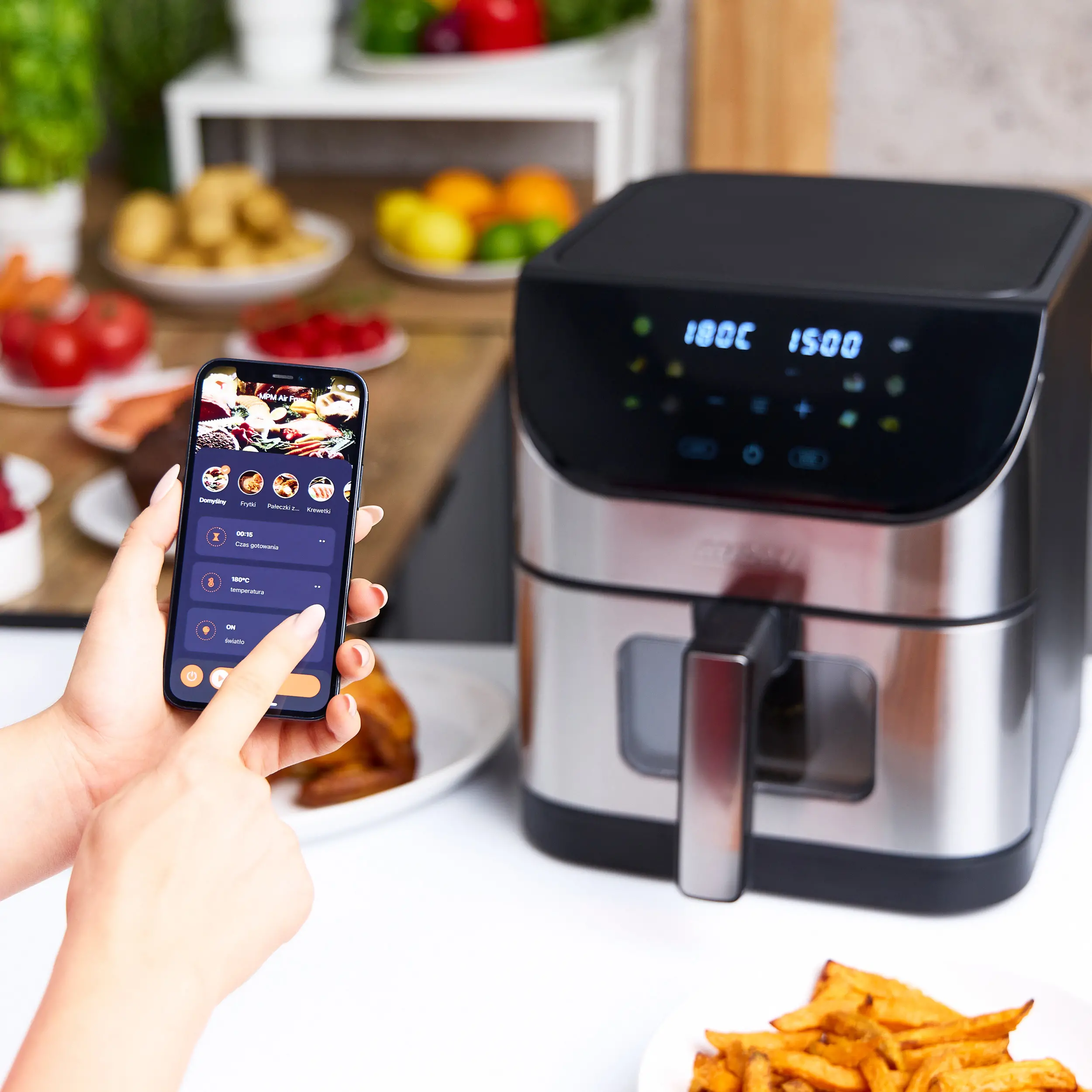 Frytkownica beztłuszczowa MPM MFR10M 1500W 6l Aplikacja mobilna